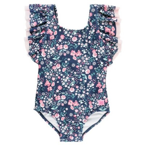 RuffleButts Baby Girls Butterfly One Piece Swimsuit - Moonlit Meadow, Size: 6-12m