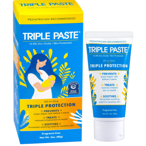 Triple Paste Diaper Rash Cream for Baby - 3 oz Tube - Zinc Oxide Ointment Treats, Soothes and Prevents Diaper Rash - Pediatrician-Recommended Hypoallergenic Formula with Soothing Botanicals