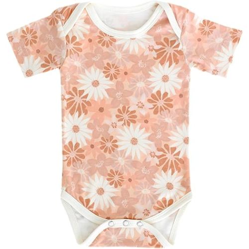 Copper Pearl Short Sleeve Bodysuit Baby: Ultra Soft Bodysuits for Newborns, Boys, Girls, and Infants - Stylish, Comfortable, Overlap Shoulders, Premium Knit Fabric - Penny, 0-3 Months