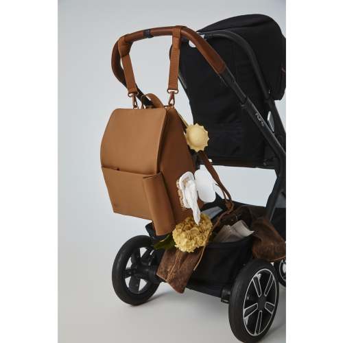 The Everyday Diaper Backpack in Camel Vegan Leather