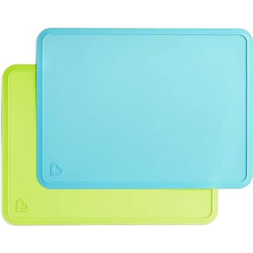 Munchkin® Spotless™ Silicone Placemats for Kids, 2 Pack, Blue/Green