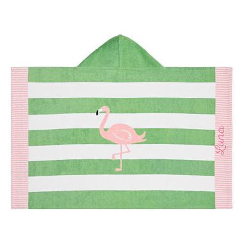 Rugby Stripe Flamingo Baby Beach Hooded Towel ,Multi