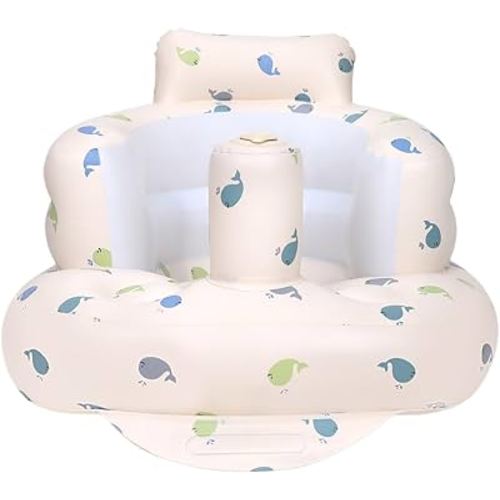 Inflatable Baby Chair, Inflatable Baby Seat for Babies 3 Months and Up, Summer Blow Up Chair with Built in Air Pump, Bumbo Seat for Learning to Sit, Palying, Camping, Whale