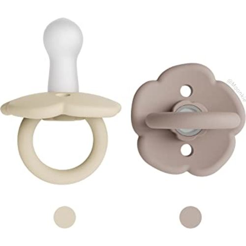 Moonkie Pacifiers Set of 2 | One-Piece Design Baby Pacifier with Large Air Holes | BPA-Free Safe Silicone Soother | 0-6 Months