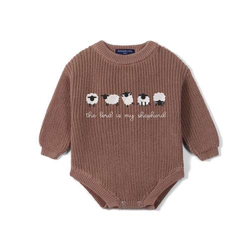 The Lord is My Shepherd Embroidery Romper, Sheep Embroidered Knit Onesie, Christian Baby Gifts, Christmas Baby Romper, Baby Shower Gift