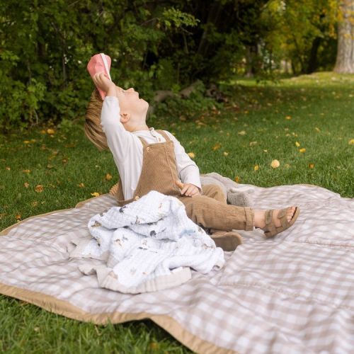 Little Unicorn 5' x 7' Outdoor Blanket - Beige Buffalo Check: Check Pattern, 84" Length, 60" Width, 4.3 lbs