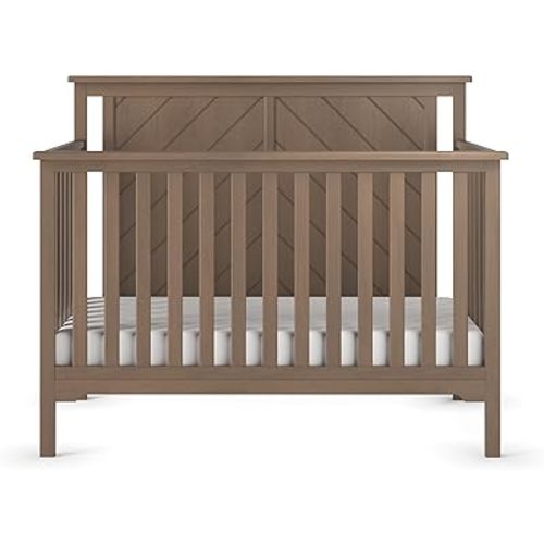 Child Craft Hampton Flat Top 4-in-1 Convertible Crib, Baby Crib Converts to Day Bed, Toddler Bed and Full Size Bed, 3 Adjustable Mattress Positions, Non-Toxic, Baby Safe Finish (Dusty Heather)