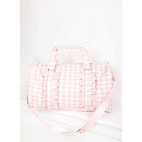 Gingham Ruffle Duffle Bag. 2 Patches included.