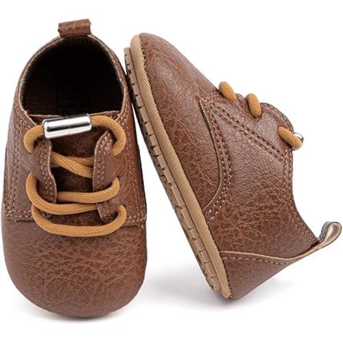 HsdsBebe Baby Boys Girls Oxford Shoes PU Leather Soft Rubber Sole Sneakers Anti-Slip Toddler Ankle Boots Infant Walking Shoes Moccasins