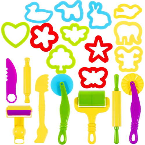 20 Pcs Dough Tool Kit for Kids, Kids Play Dough Tools Set, Clays Tools, Dough Accessories Molds, Shape, Rolling Pin, Dough Mat,Christmas Birthday Gift for Toddlers Girls Boys Ages 3 and Up