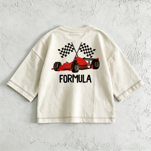 FORMULA Baby & Kids Car Racing Print Front & Back T-Shirt (6M-12Y)