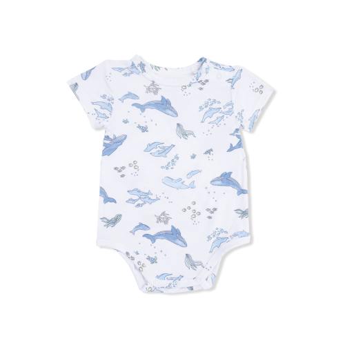 Watercolor Blue Whales - Short Sleeve Bodysuit