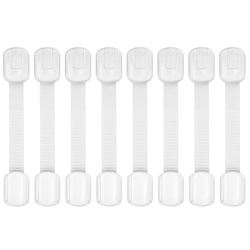 Child Safety Cabinet Locks, 8-Pack, Easy Install with 3M Adhesive, No Screws or Drilling, Multi-Purpose Latches for Cabinets, Drawers, Doors, Kitchen, Ovens, Toilets