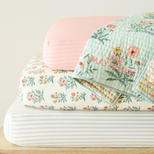 Floral & Stripes Baby Bedding