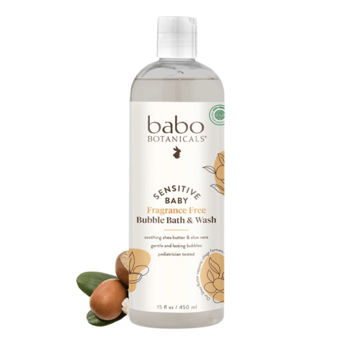 Babo Botanicals Sensitive Baby Fragrance-Free 2-in-1 Bubble Bath & Wash - Shea Butter, Calendula & Oat - Vegan - EWG Verified - For Babies & Kids
