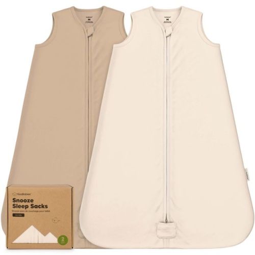 2-Pack Snooze Baby Sleep Sacks, Organic Cotton Wearable Blanket, Soft Toddler Sleeping Bag, Smooth Zipper (Ecru, Medium)