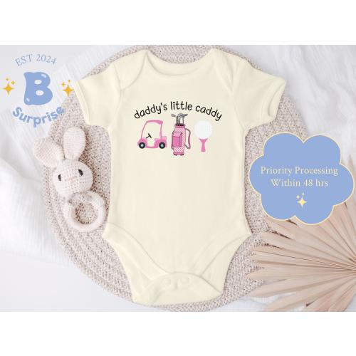 Daddy's Little Caddy Pink Golf Baby Girl Onesie® - Infant Bodysuit - Cute Baby Shower Gift for Golf-Loving Dads & Future Golfers
