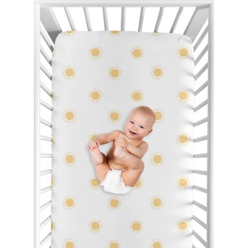 Sweet Jojo Designs Boy or Girl Gender Neutral Unisex Baby Fitted Crib Sheet Boho Sun Yellow and White