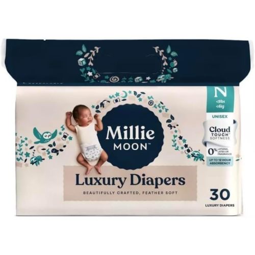 Millie Moon Luxury Disposable Diapers - (Select Size and Count) (Newborn <9lbs, 30, Count)