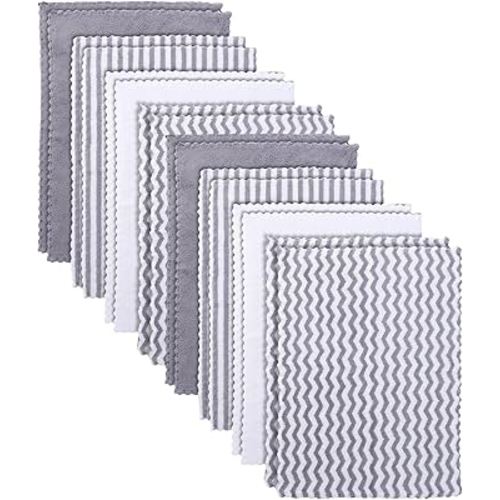 16 Pack Super Soft Baby Burp Cloths, Baby Washcloths, Ultra Absorbent Large Newborn Burping Cloth for Boy and Girl, Milk Spit Up Rags, Unisex for Baby Sensitive Skin, Grey and White, 16 x 12 Inch