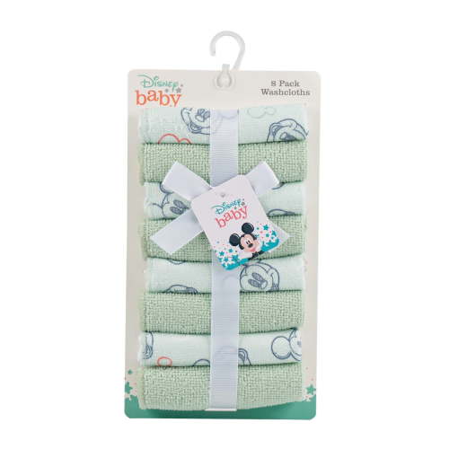 Cudlie Disney Baby Washcloths with Nursery Characters | Pack of 8 Kids Washcloths for Bath | Baby Shower Gifts and Baby Stuff for Newborns