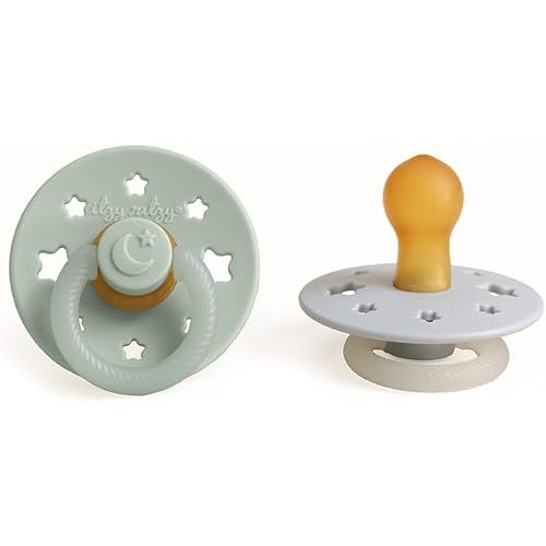 Itzy Ritzy Natural Rubber Pacifiers for 0–6 Mo, Set of 2 (Glow in the Dark)