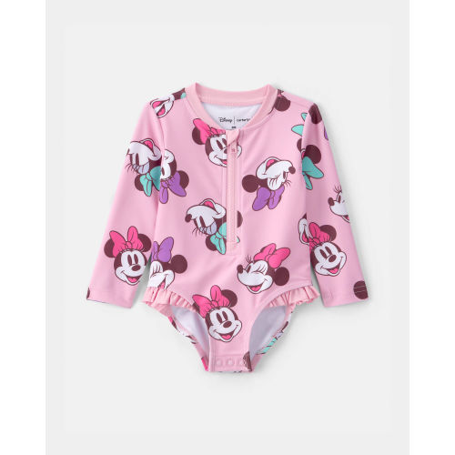 Baby Girl Disney© Minnie Mouse 1-Piece Swimsuit Rashguard - Pink | Carter's 9-12M