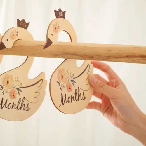 7Pcs/Set Baby Closet Dividers, 24 Months Newborn Closet Dividers, Wardrobe Organizers, Infant Wooden Swan Shape Clothes Dividers