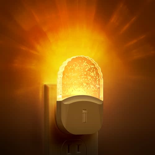 Bubble Night Light Plug in, DORESshop Dimmable LED Night Light, 0.5W Dusk to Dawn Acrylic Decorative Nightlight, Warm Amber, Adjustable Brightness from 0-50LM, Perfect for Bedroom, Hallway, 2 Pack