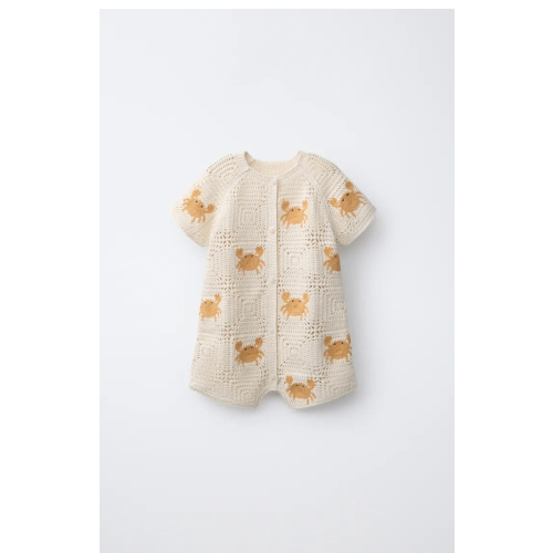 CRAB PRINT KNIT SHORT JUMPSUIT - Ecru | ZARA United States