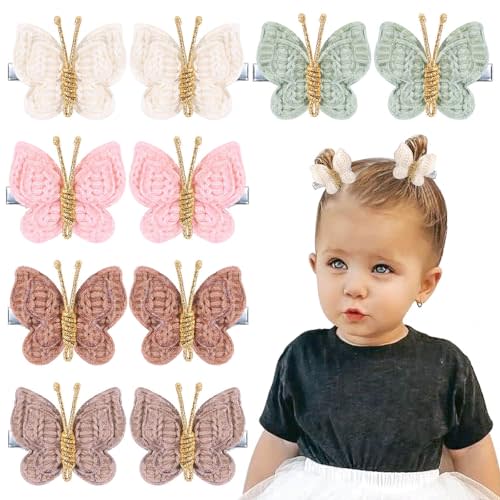 10PCS Mini Butterfly Hair Clips, Oaoleer 2" Satin Hair Bow Pins Colorful Butterfly Hair Barrettes Wedding Hair Accessories for Baby Girls (Fall Burrerfly)
