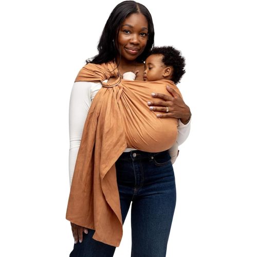 WildBird - Ring Sling Baby Carrier - 0-36 Months (up to 35 lbs) - Standard (74") Willow & Bronze Ring - Front, Hip or Back Carry - Adjustable Fit - Natural Linen - Baby Essentials - New Mom Gifts