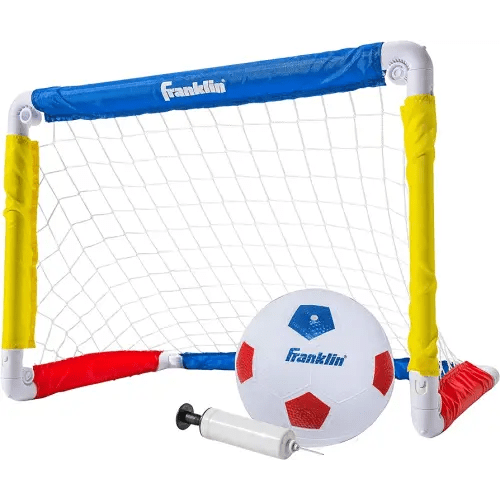 Franklin Sports Kids Mini Soccer Goal Sets - Backyard + Indoor Mini Net and Ball Set with Pump - Portable Folding Youth Soccer Goal Sets for Kids + Toddlers - 24" x 16"