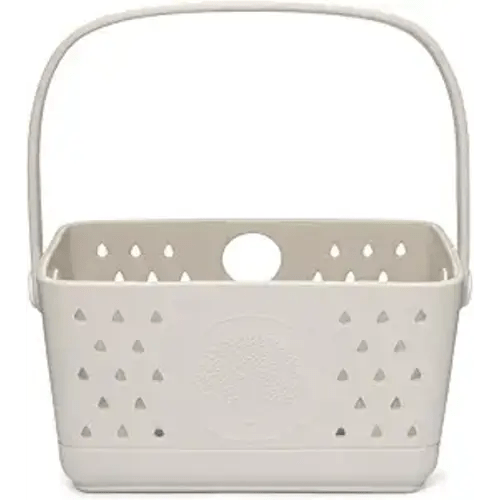 Parker Baby Bath Caddy | BPA Free & Food Grade Shower Caddy Organizer for Toys & Supplies | Quick-Dry, Sturdy & Perfect Size Shower Basket w/Handle in Neutral Colors