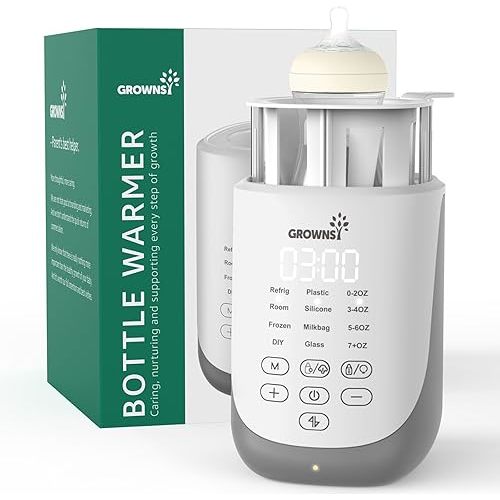 GROWNSY Nutri Bottle Warmer with Innovative Auto-Lift Feature, 10-in-1 Fast Baby Bottle Warmer with Night Light, Retain Nutrients Milk Warmer for Breastmilk&Formula