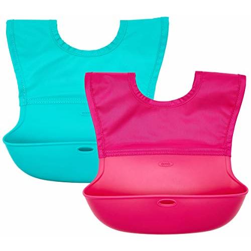 OXO Tot Roll-Up Bib 2 Pack - Pink/Teal