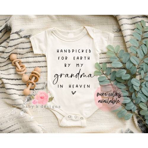 Grandma in Heaven Onesie®, Handpicked For Earth Baby Onesie®, Handpicked By My Grandma Onesie®, Baby Shower Gift, Pregnancy Announcement