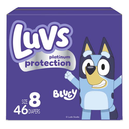Luvs Platinum Protection Bluey Edition, Disposable Baby Diapers Size 8, 46 Count (Select for More Options)