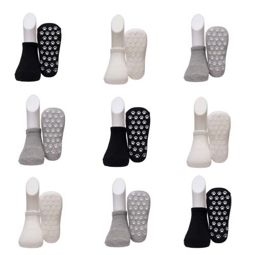 Red Mandarin Toddler Grip Socks, 9 Pairs, Non Slip Cotton Socks for Boys and Girls Ages 1-3 Years