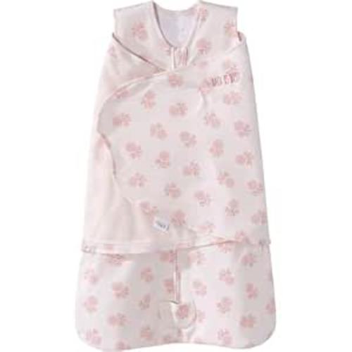 HALO 100% Cotton Sleepsack Swaddle, 3-Way Adjustable Wearable Blanket, TOG 1.5, Watercolor Rose Toss Blush, Newborn, 0-3 Months