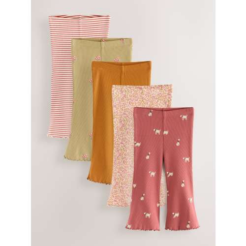 Autumnal Orange Flared Leggings 5 Pack (3mths-7yrs)