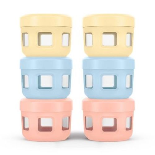 Ello 12pc (Set of 6) Glass Condiment Food Storage Containers Multicolor Pastels
