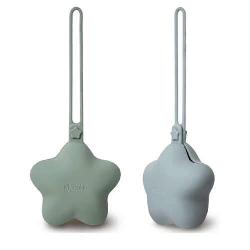 Moonkie Silicone Pacifier Holder Case, Cute Portable Pacifier Storage Case, 2 Pack