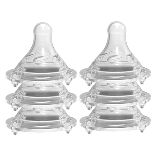 Avima Baby Anti Colic Nipples for Wide Neck Bottles, Silicone Breast Like Nipples - Newborn 0 to 3+ Months, Slow Flow, Level 1 (Pack of 6)
