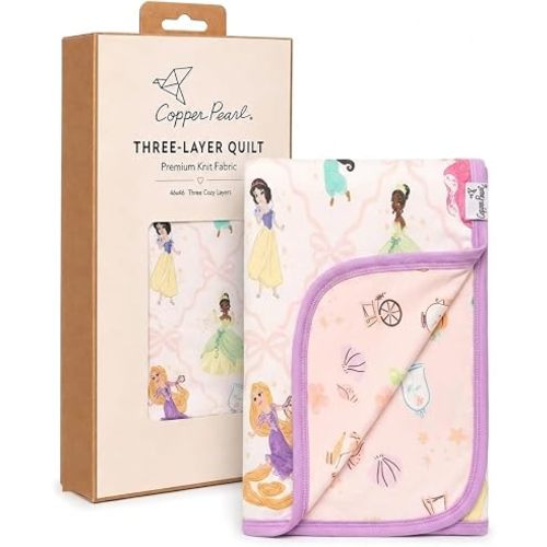 Copper Pearl Jumbo 3-Layer Baby Blanket: Soft Baby Quilts for Boys and Girls | Breathable, Cozy, Toddler Blanket | Baby Quilt for Newborns | 46x46 Premium Polyester/Rayon | Disney Princess