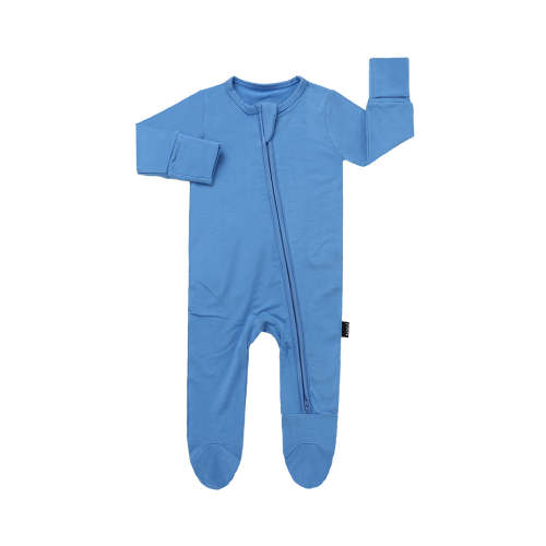 Bamboo Footed Zipper Sleeper – Lake Blue | Belan.J