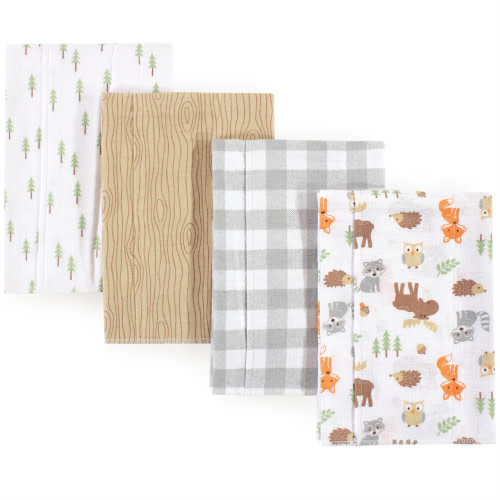 Hudson Baby Cotton Flannel Burp Cloths, Woodland