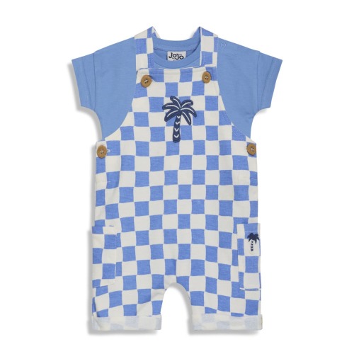 Checkerboard Cotton Shirt & Overalls Set, 0-3M- Only 1 left