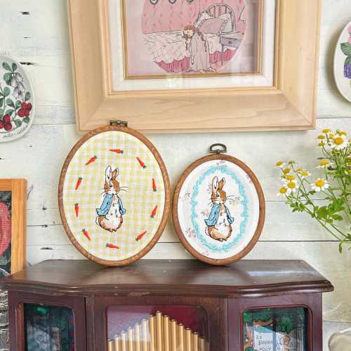 Peter Rabbit embroidery framed, Beatrix Potter Rabbit story, Oval Peter Rabbit Hoop, Wall Art Decor