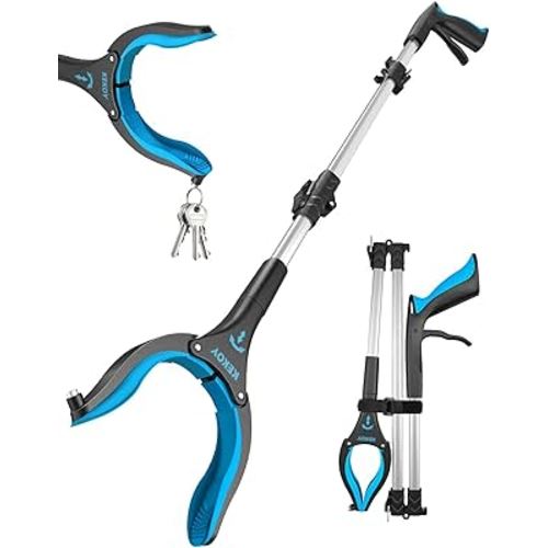 40inch Grabber Reacher Tool, Foldable Grabbers for Elderly Grab it Reaching Tool Heavy Duty, Anti-Slip Rotating Jaw with Magnet, 4" Wide Claw Opening Reachers for Seniors